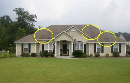 Mold on house roof.